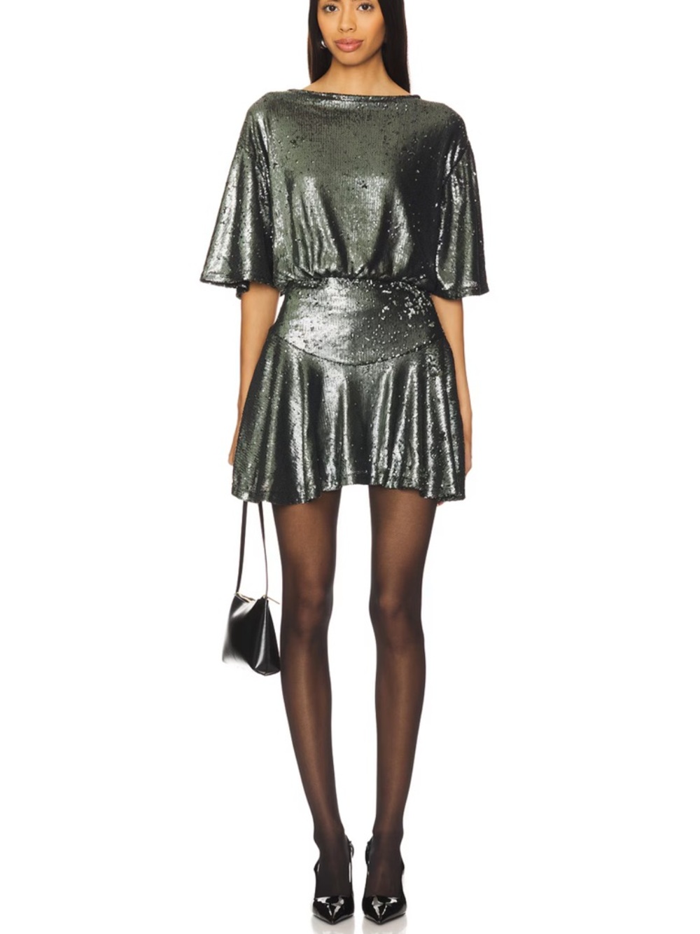 NWT Free People Manuka Sequin Mini Dress Gunmetal Size S